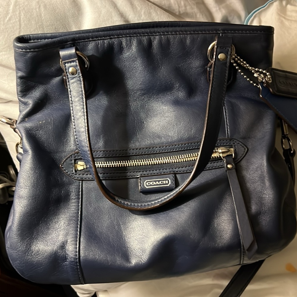 Vintage Coach Midnight Blue Leather Handbag